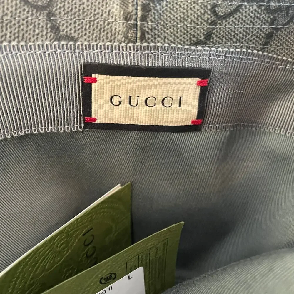 NEW Gucci GG Supreme Canvas Bucket Hat Grey Fedora Size M 58cm UNISEX Authentic
